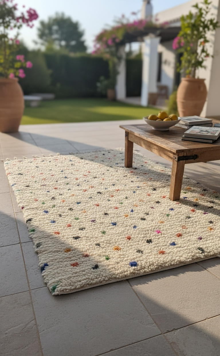 Rainbow Sprinkle – Tapis Artisanal en petits points colorés (1m x 1.5m)