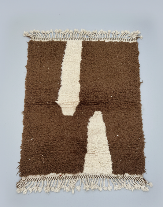 Tafilalt Touch – Tapis artisanal marron & beige (1m x 1.5m)