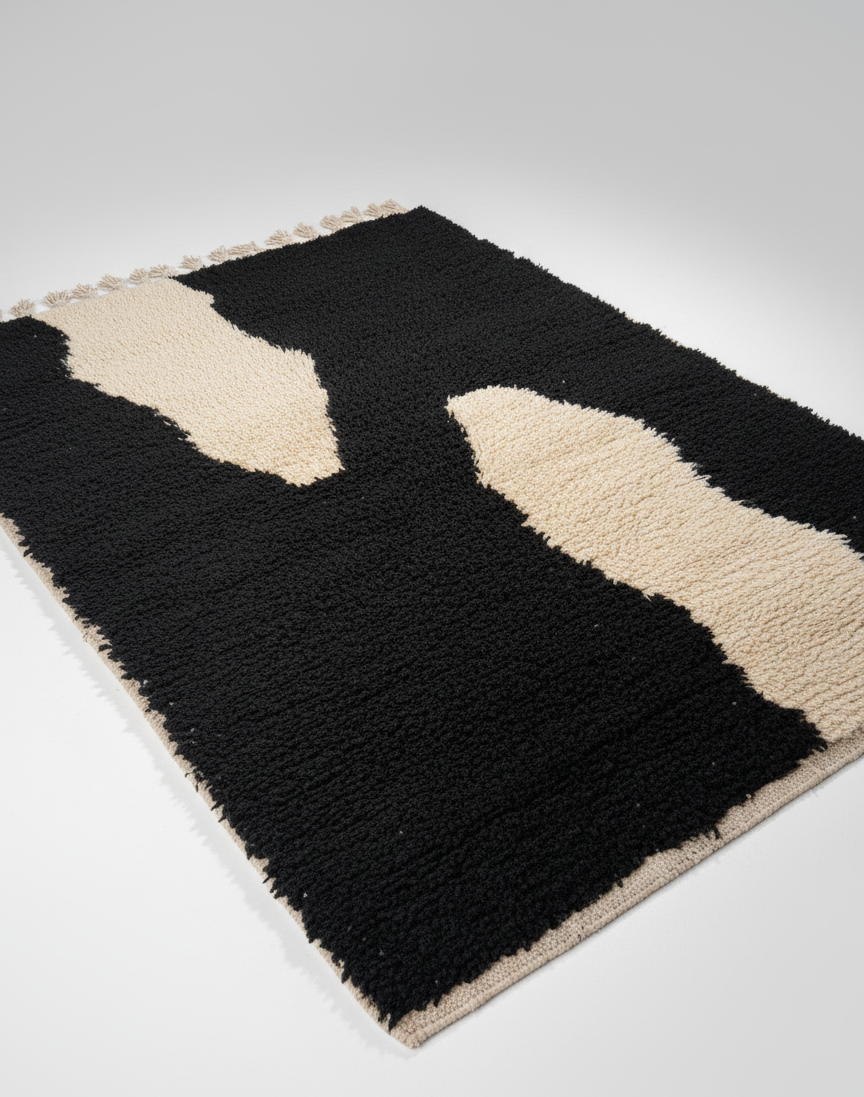Akal - Tapis artisanal Noir & Sable (1m x 1.5m)