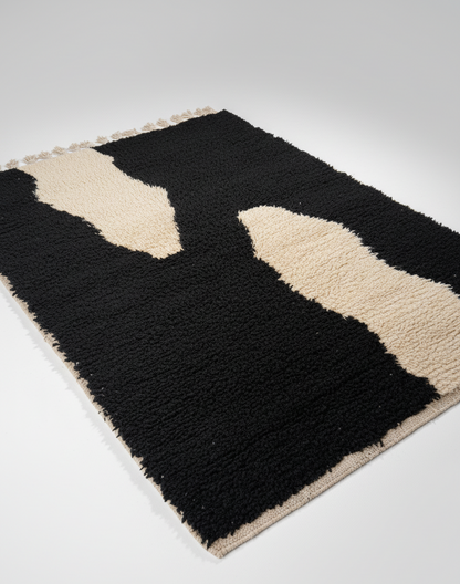 Akal - Tapis artisanal Noir & Sable (1m x 1.5m)