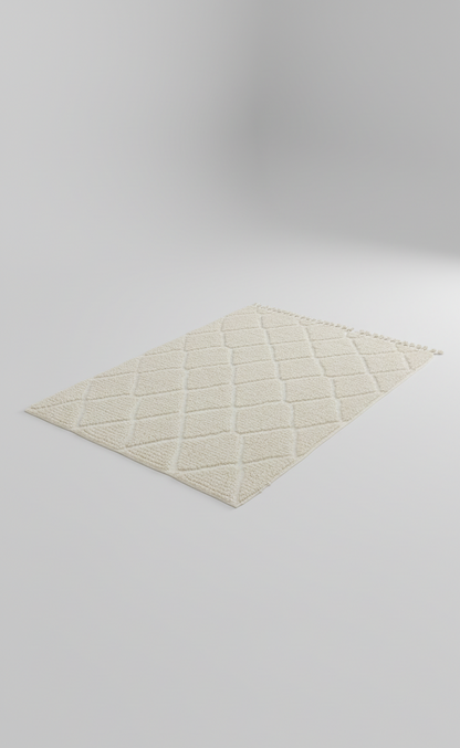 Berbère Diamant – Tapis Marocain Losanges Crème Intemporel (1m x 1.5m)