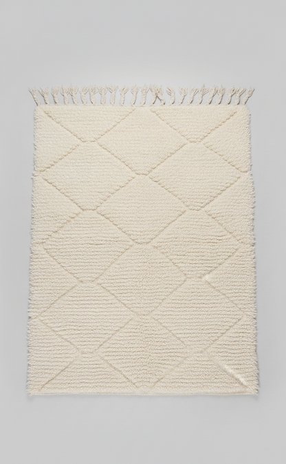 Aura – Tapis Marocain Losanges Ecru Texturé (1m x 1.5m)