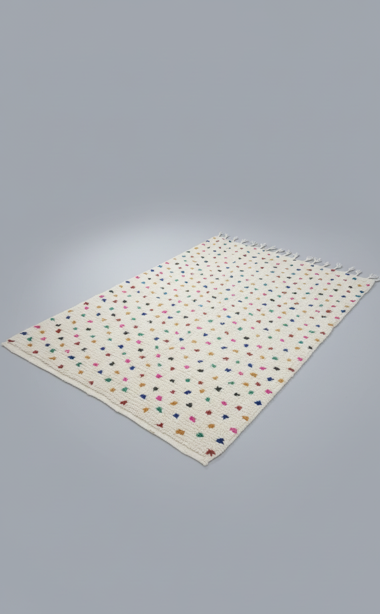 Zina – Tapis Marocain Pois Multicolores Joyeux (1m x 1.5m)