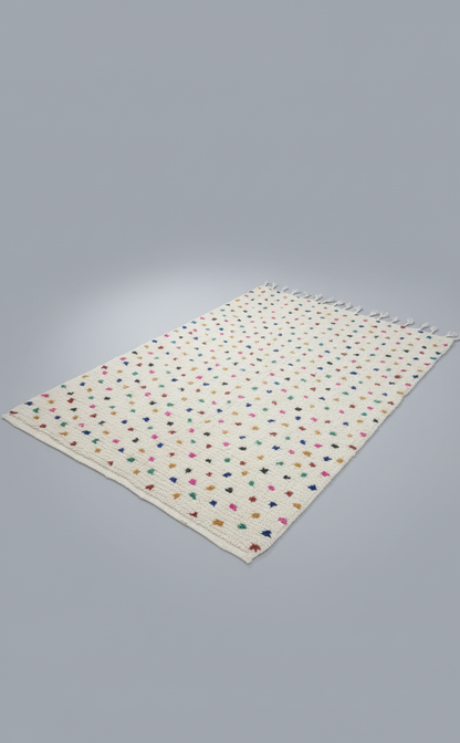 Zina – Tapis Marocain Pois Multicolores Joyeux (1m x 1.5m)