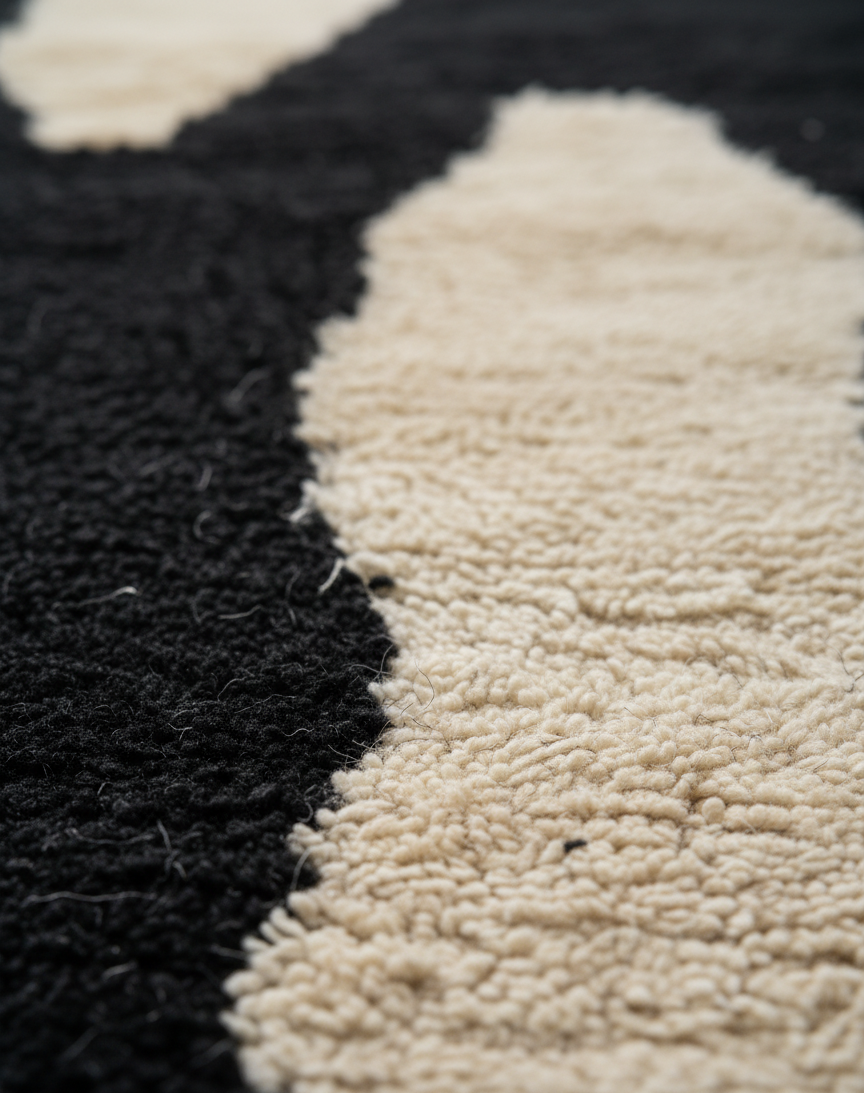 Akal - Tapis artisanal Noir & Sable (1m x 1.5m)