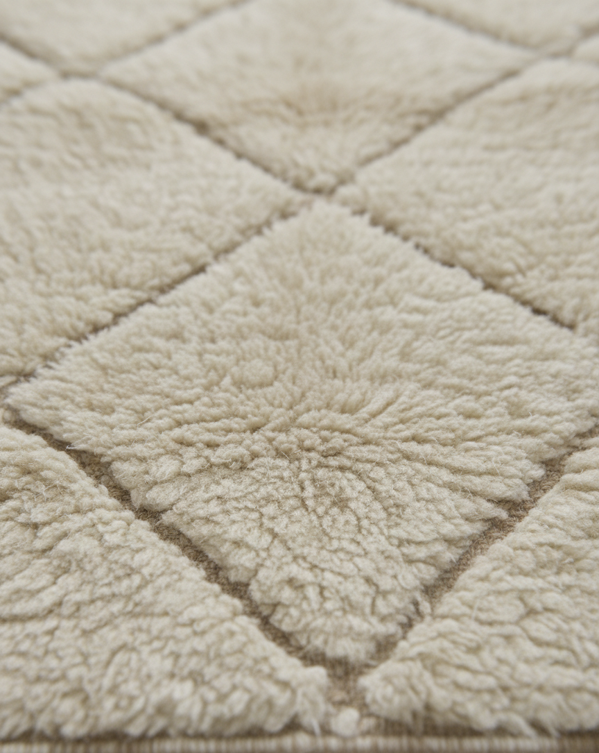 Tapis Mrirt “Amanar” blanc à motifs losanges imbriqués (1m x 1.5 m)