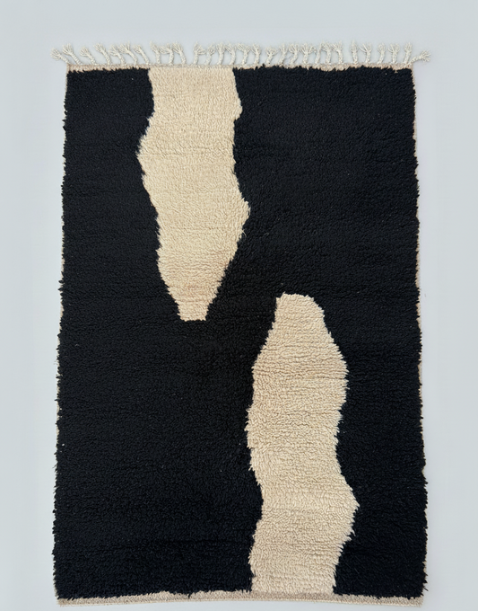 Akal - Tapis artisanal Noir & Sable (1m x 1.5m)