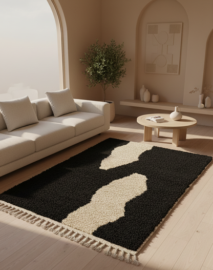 Akal - Tapis artisanal Noir & Sable (1m x 1.5m)