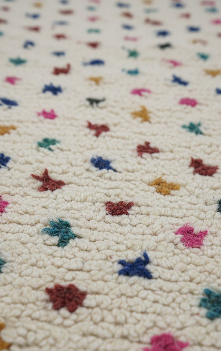 Zina – Tapis Marocain Pois Multicolores Joyeux (1m x 1.5m)