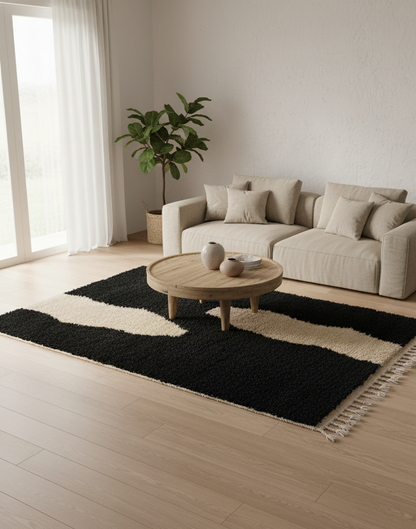 Akal - Tapis artisanal Noir & Sable (1m x 1.5m)