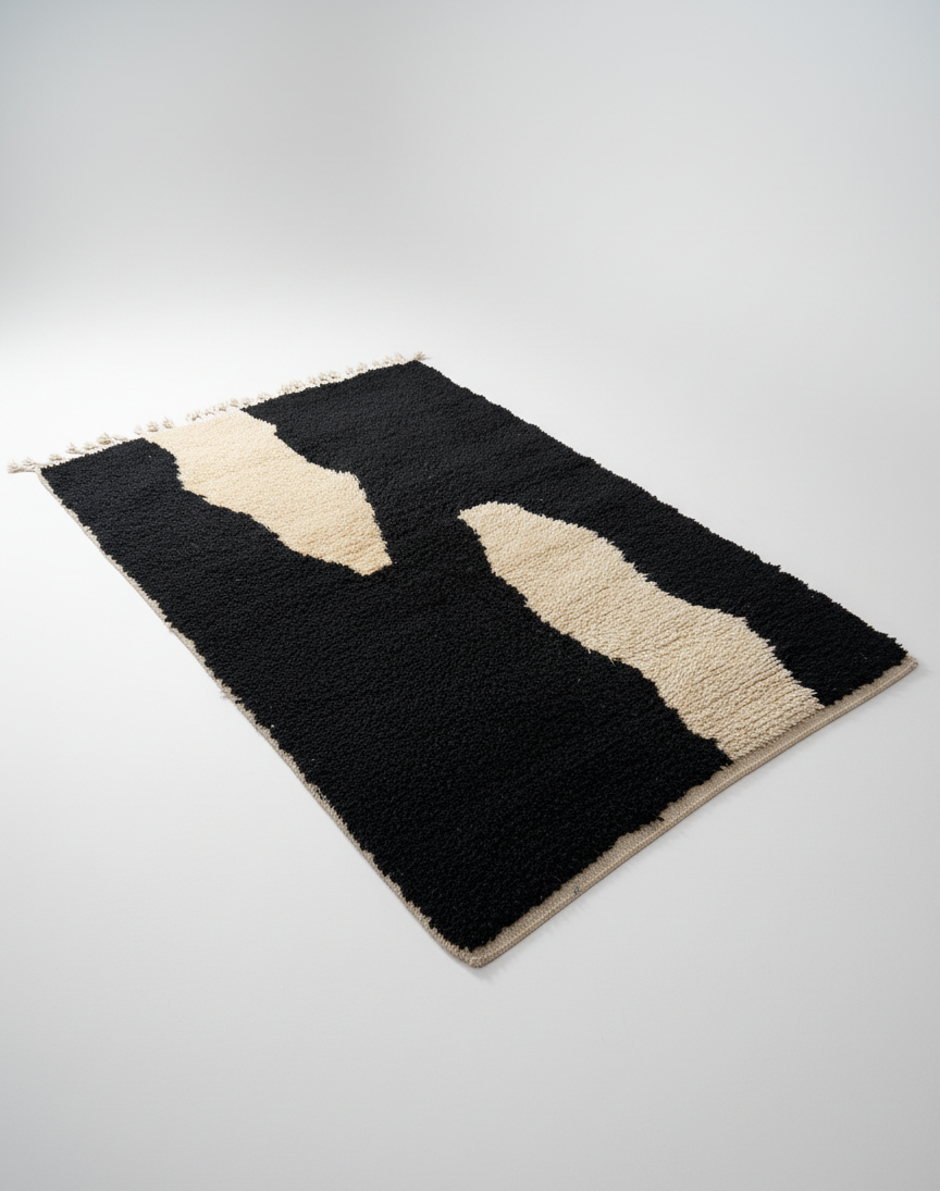 Akal - Tapis artisanal Noir & Sable (1m x 1.5m)