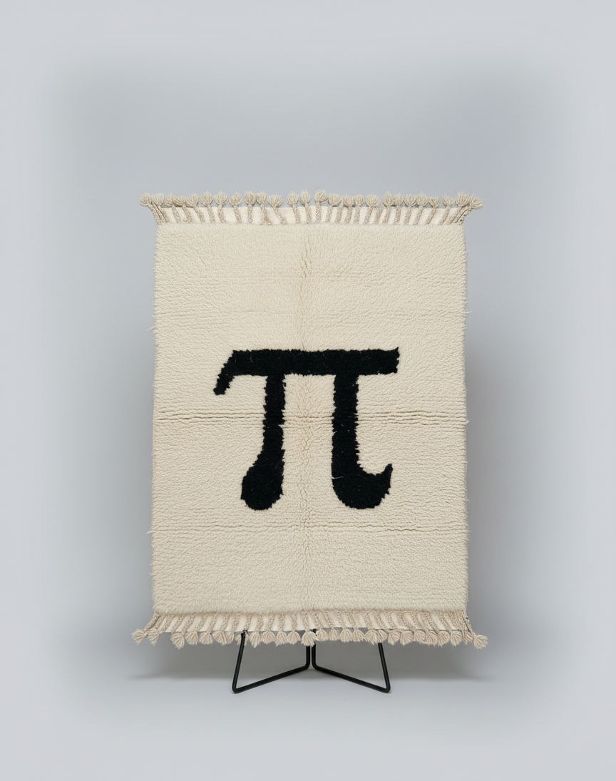 π Pi Équilibre – Tapis artisanal blanc & noir (1m x 1.5m)