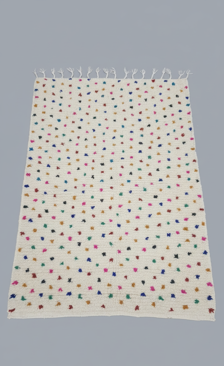 Zina – Tapis Marocain Pois Multicolores Joyeux (1m x 1.5m)