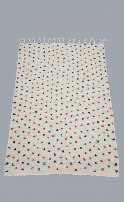 Zina – Tapis Marocain Pois Multicolores Joyeux (1m x 1.5m)