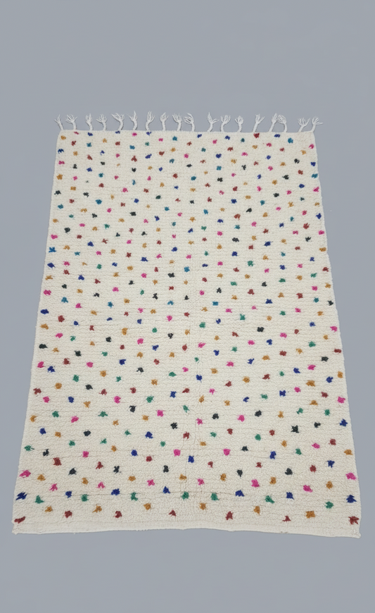 Zina – Tapis Marocain Pois Multicolores Joyeux (1m x 1.5m)