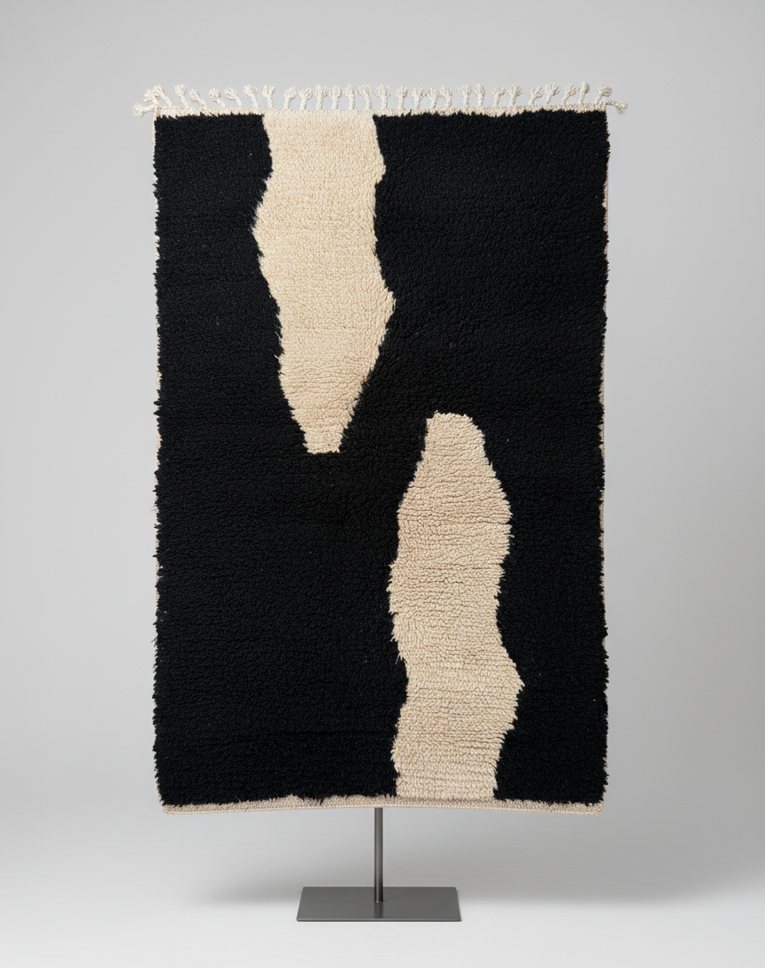 Akal - Tapis artisanal Noir & Sable (1m x 1.5m)