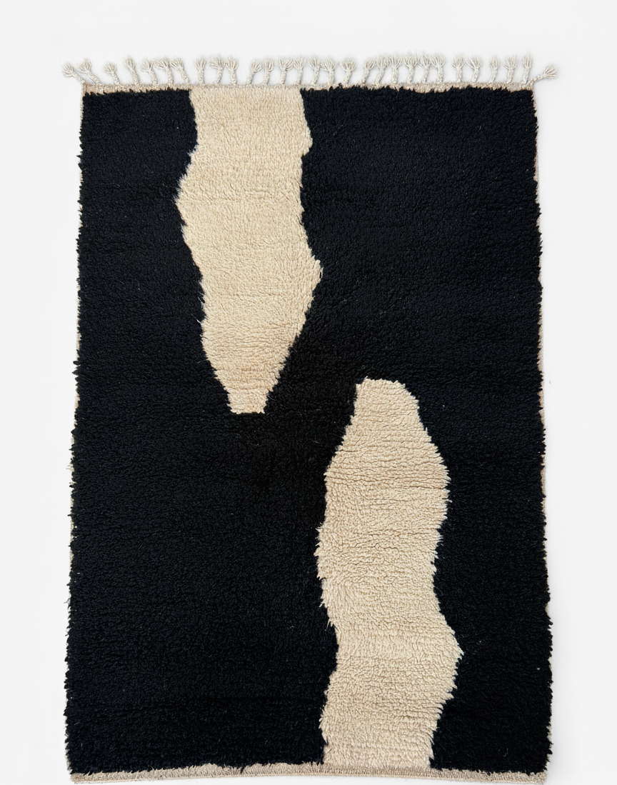 Akal - Tapis artisanal Noir & Sable (1m x 1.5m)