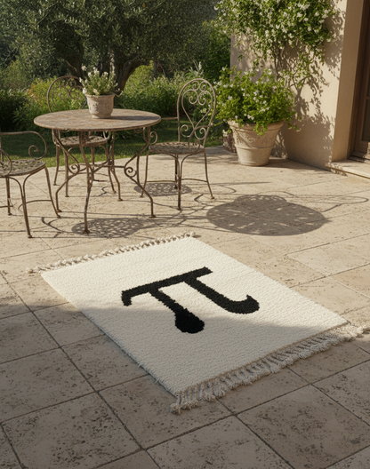 π Pi Équilibre – Tapis artisanal blanc & noir (1m x 1.5m)