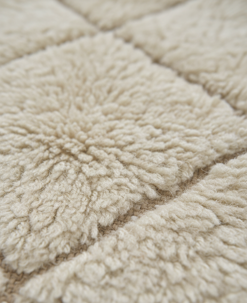 Tapis Mrirt “Amanar” blanc à motifs losanges imbriqués (1m x 1.5 m)