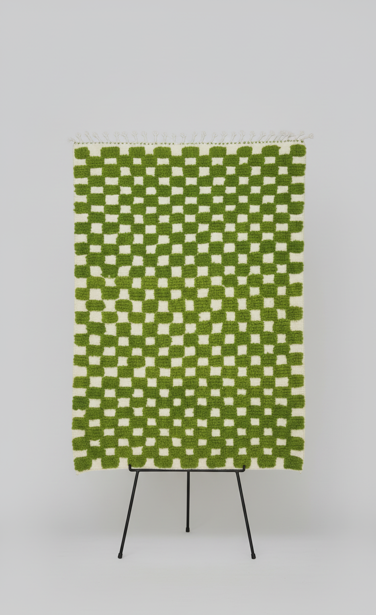 ZAYT – Tapis marocain damier vert (1m x 1.5m)