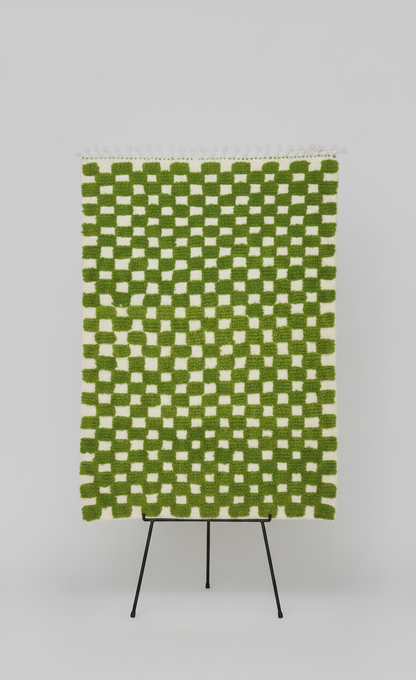 ZAYT – Tapis marocain damier vert (1m x 1.5m)