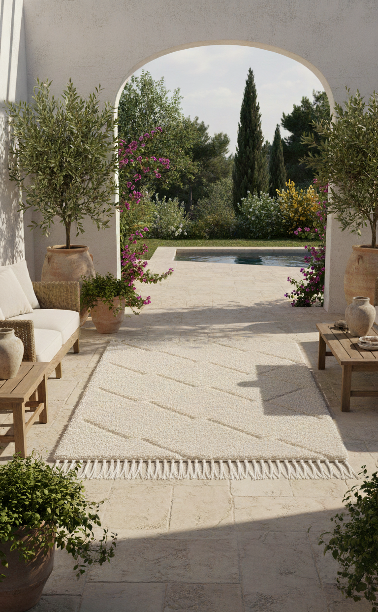 Aura – Tapis Marocain Losanges Ecru Texturé (1m x 1.5m)