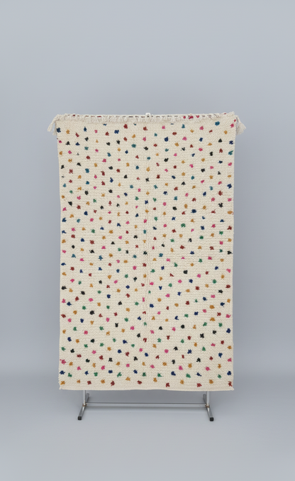 Zina – Tapis Marocain Pois Multicolores Joyeux (1m x 1.5m)