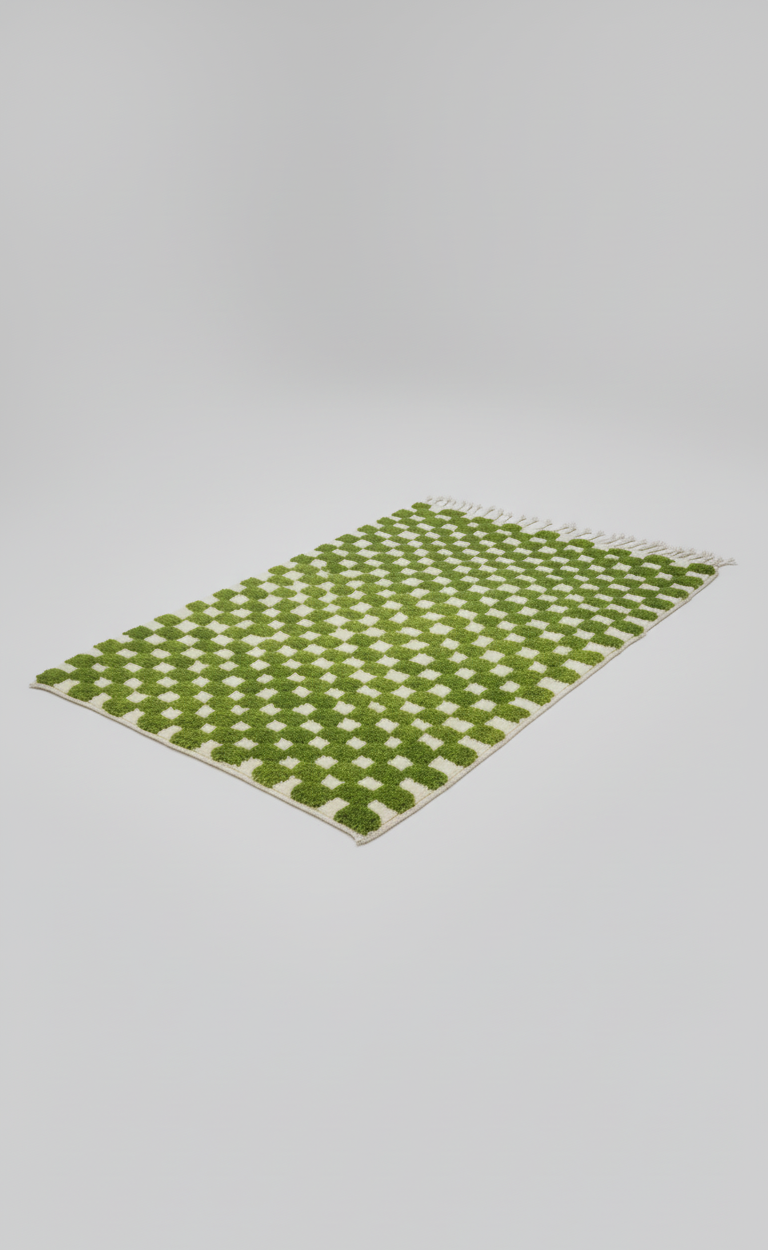 ZAYT – Tapis marocain damier vert (1m x 1.5m)