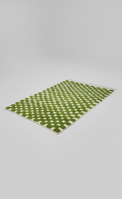 ZAYT – Tapis marocain damier vert (1m x 1.5m)