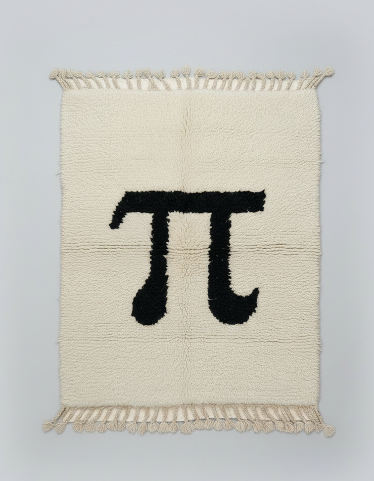 π Pi Équilibre – Tapis artisanal blanc & noir (1m x 1.5m)