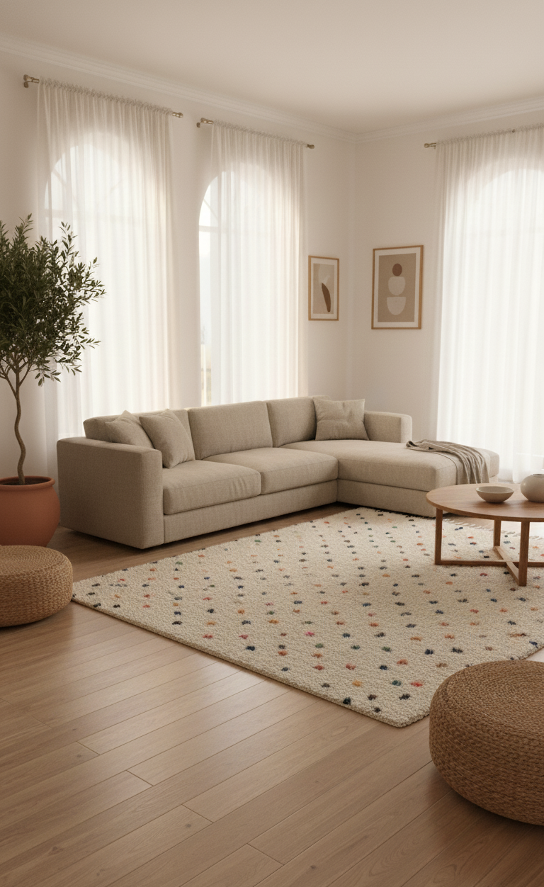 Rainbow Sprinkle – Tapis Artisanal en petits points colorés (1m x 1.5m)