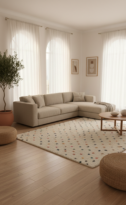 Rainbow Sprinkle – Tapis Artisanal en petits points colorés (1m x 1.5m)