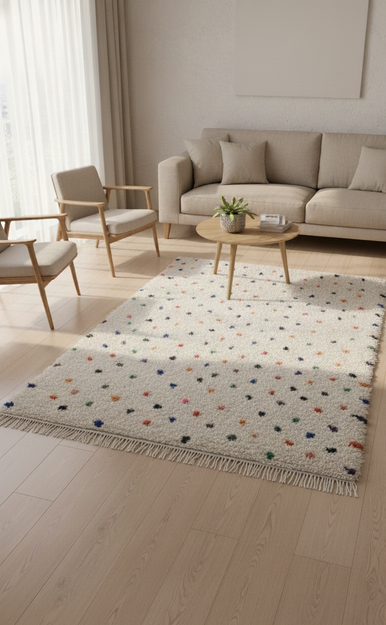 Rainbow Sprinkle – Tapis Artisanal en petits points colorés (1m x 1.5m)