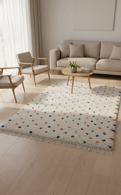 Rainbow Sprinkle – Tapis Artisanal en petits points colorés (1m x 1.5m)