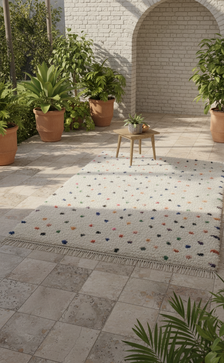 Rainbow Sprinkle – Tapis Artisanal en petits points colorés (1m x 1.5m)