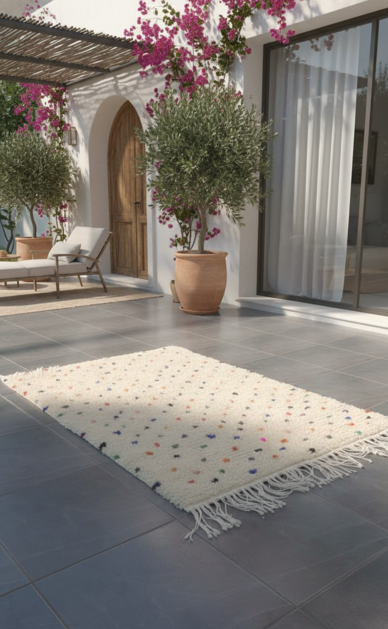 Rainbow Sprinkle – Tapis Artisanal en petits points colorés (1m x 1.5m)