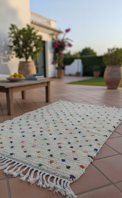 Rainbow Sprinkle – Tapis Artisanal en petits points colorés (1m x 1.5m)