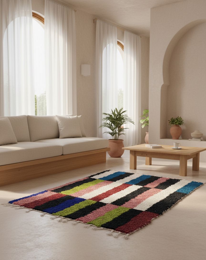 Terra Chroma – Tapis Artisanal Multicolore (1m x 1.5 m)