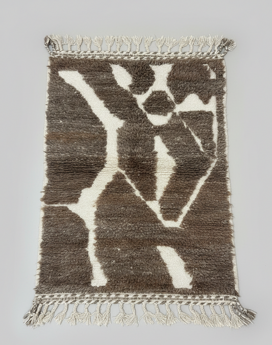 Nomad Canva – Tapis Artisanal en Laine & Hanbel Naturel (1m x 1.5)