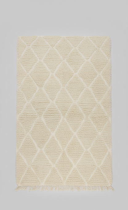 Berbère Diamant – Tapis Marocain Losanges Crème Intemporel (1m x 1.5m)