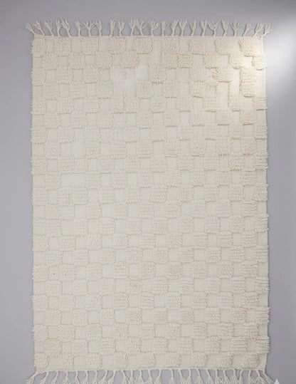 Tapis Blanc à Motif Damier Minimaliste - (1m x 1.43m)