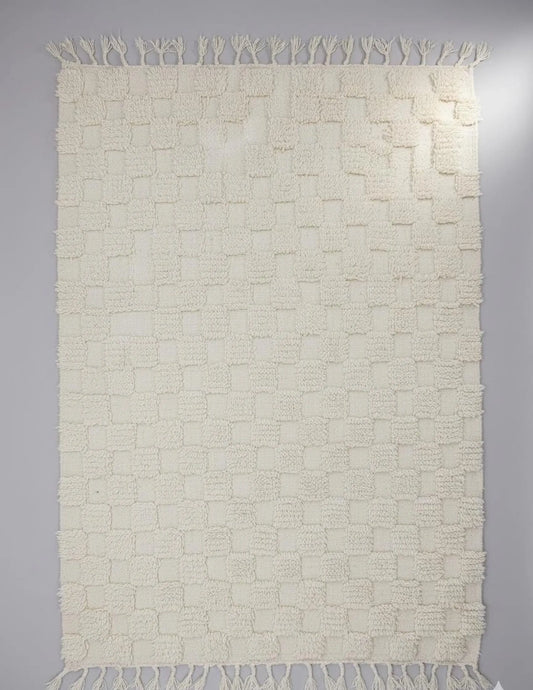 Tapis Blanc à Motif Damier Minimaliste - (1m x 1.43m)