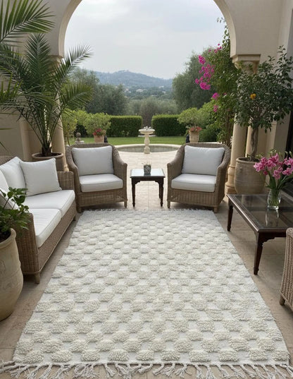 Tapis Blanc à Motif Damier Minimaliste - (1m x 1.43m)