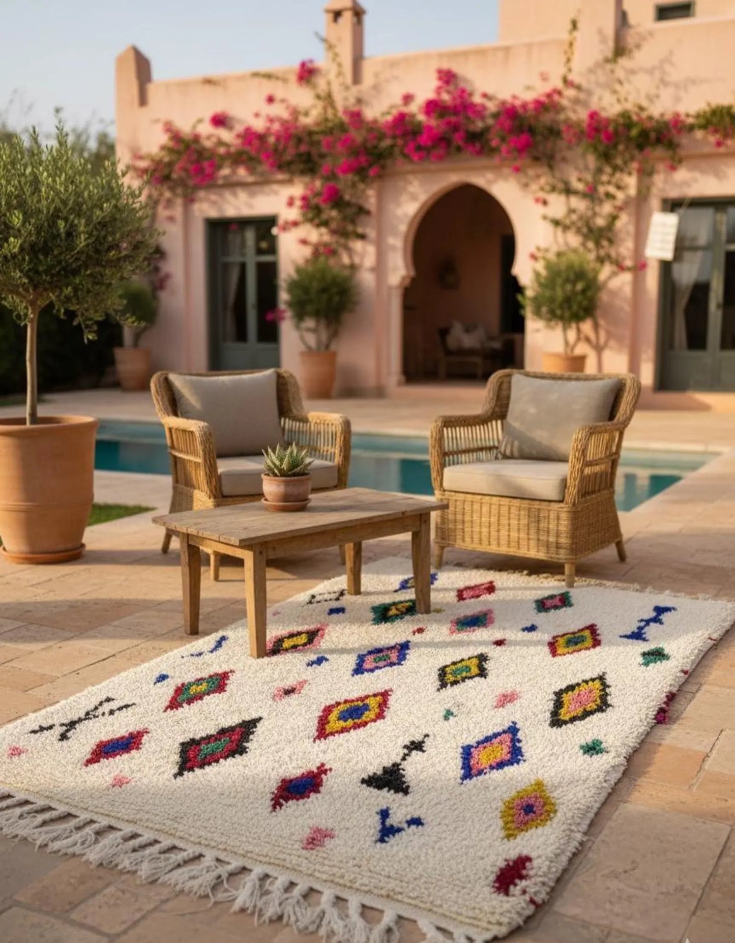 Tapis Azilal Multicolore – Géométrique (1m× 1,65 m)