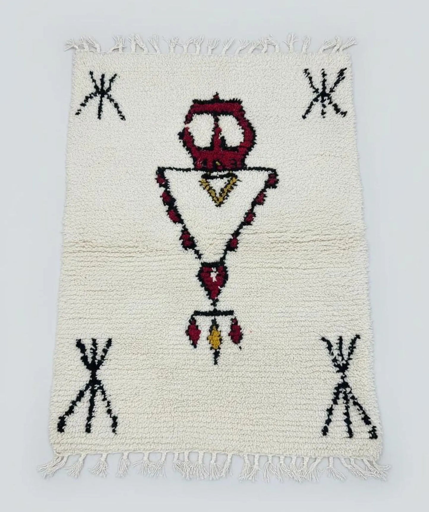 Tapis Amazigh – Symboles Yaz & Tazerzit (1m × 1,56 m)