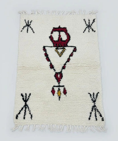 Tapis Amazigh – Symboles Yaz & Tazerzit (1m × 1,56 m)
