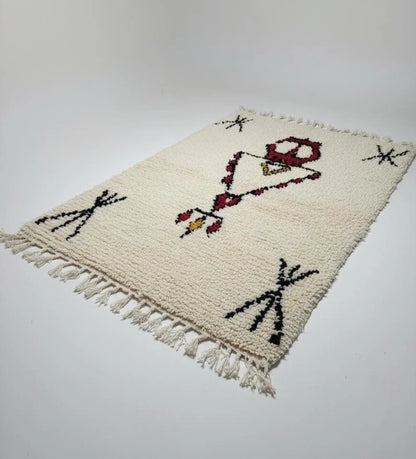 Tapis Amazigh – Symboles Yaz & Tazerzit (1m × 1,56 m)