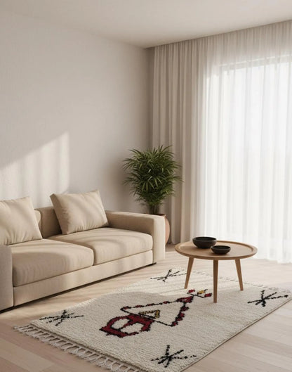 Tapis Amazigh – Symboles Yaz & Tazerzit (1m × 1,56 m)