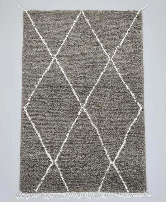 Tapis Beni Ourain Marron à Losanges Blancs (1.1m x 1.65m)