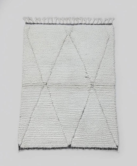 Tapis Beni Ourain Brun & Blanc – Laine Naturelle Non Teinte (1m x 1.5m)